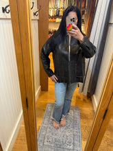 Washed Faux Leather Collared Zip-up Jacket - Black or Brown