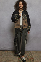 POL Camo print hooded jacket in quilted knit with drawstring - Olive/Charcoal
