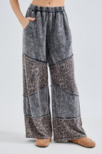Mineral washed Leopard Asymmetrical Tier Pants - Ashed Black