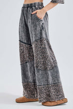 Mineral washed Leopard Asymmetrical Tier Pants - Ashed Black