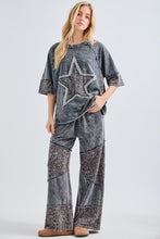Mineral washed Leopard Asymmetrical Tier Pants - Ashed Black