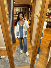 Denim Contrast Sweater Cardigan - White or Black