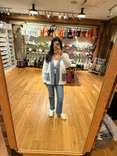 Denim Contrast Sweater Cardigan - White or Black