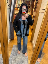 Denim Contrast Sweater Cardigan - White or Black