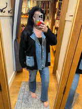 Denim Contrast Sweater Cardigan - White or Black