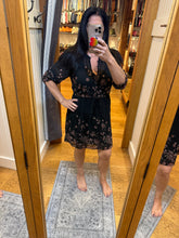 Button Front Drawstring Waist Mini Dress - Black/Dusty Rose