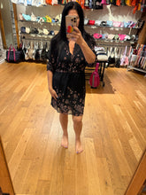 Button Front Drawstring Waist Mini Dress - Black/Dusty Rose