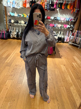 Mineral Washed Blue Plaid Sweatpants - Charcoal