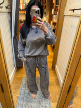 Mineral Washed Blue Plaid Sweatpants - Charcoal