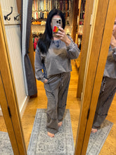 Mineral Washed Blue Plaid Sweatpants - Charcoal