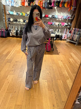 Mineral Washed Blue Plaid Sweatpants - Charcoal