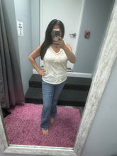 POL V-neck sleeveless front star patches solid top - Off White,Charcoal or Cream