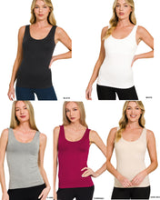 SEAMLESS TANK TOP WITH BUILT IN BRA - ASSORTED COLORS
