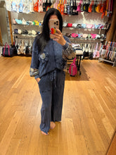 Mineral Washed Daisy Patchwork Sweater - Navy