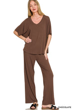 V-NECK OVERSIZED TOP & PANTS SET - DUSTY BLUE OR BLACK