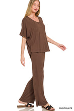 V-NECK OVERSIZED TOP & PANTS SET - DUSTY BLUE OR BLACK