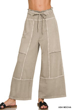 FRENCH TERRY WASHED EXPOSED-SEAM WIDE LEG PANTS - ASSORTED COLORS