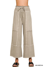 FRENCH TERRY WASHED EXPOSED-SEAM WIDE LEG PANTS - ASSORTED COLORS