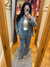 Washed Knit Denim Shacket - Denim Blue or Light Denim Blue