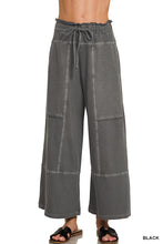 FRENCH TERRY WASHED EXPOSED-SEAM WIDE LEG PANTS - ASSORTED COLORS