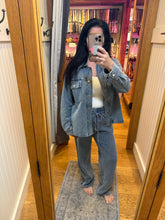 Washed Knit Denim Shacket - Denim Blue or Light Denim Blue