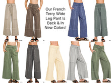 FRENCH TERRY WASHED EXPOSED-SEAM WIDE LEG PANTS - ASSORTED COLORS