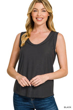 SLUB RAW EDGE DETAIL TANK TOP - ASSORTED COLORS