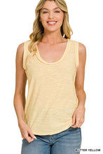 SLUB RAW EDGE DETAIL TANK TOP - ASSORTED COLORS