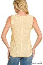 SLUB RAW EDGE DETAIL TANK TOP - ASSORTED COLORS