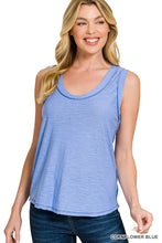 SLUB RAW EDGE DETAIL TANK TOP - ASSORTED COLORS