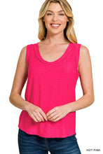 SLUB RAW EDGE DETAIL TANK TOP - ASSORTED COLORS