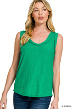SLUB RAW EDGE DETAIL TANK TOP - ASSORTED COLORS