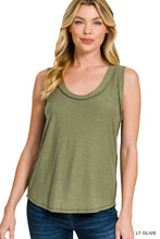 SLUB RAW EDGE DETAIL TANK TOP - ASSORTED COLORS