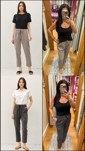 New Color-tencel Tapered Pants - Charcoal or Greige