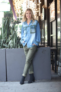 Denim Painted Top