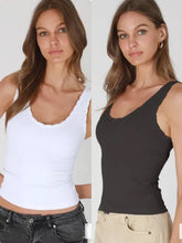 Nikibiki Reversible Scallop Edge Tank Top - Black or White