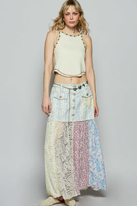 POL A-line body skirt in twill with button detail
