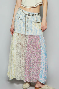 POL A-line body skirt in twill with button detail