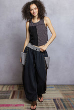 POL round neck, sleeveless, cropped fit top in rib with panel detail pointed solid pattern - Stone Black