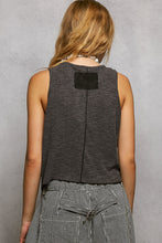 POL round neck, sleeveless, cropped fit top in rib with panel detail pointed solid pattern - Stone Black