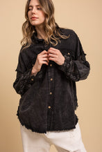 Washed Lace Mix Button Up Shacket - Denim or Black