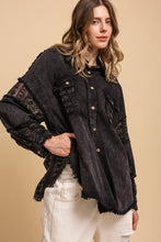 Washed Lace Mix Button Up Shacket - Denim or Black