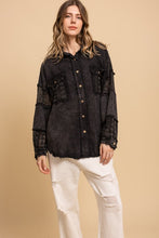 Washed Lace Mix Button Up Shacket - Denim or Black