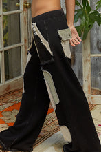 POL relaxed fit in thermal with patch detail pointed solid pattern pants - Black