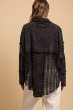Washed Lace Mix Button Up Shacket - Denim or Black