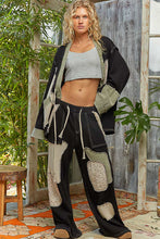 POL relaxed fit in thermal with patch detail pointed solid pattern pants - Black