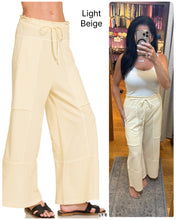 FRENCH TERRY WASHED EXPOSED-SEAM WIDE LEG PANTS - ASSORTED COLORS