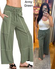 FRENCH TERRY WASHED EXPOSED-SEAM WIDE LEG PANTS - ASSORTED COLORS