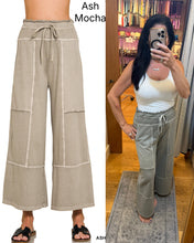 FRENCH TERRY WASHED EXPOSED-SEAM WIDE LEG PANTS - ASSORTED COLORS