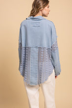 Washed Lace Mix Button Up Shacket - Denim or Black